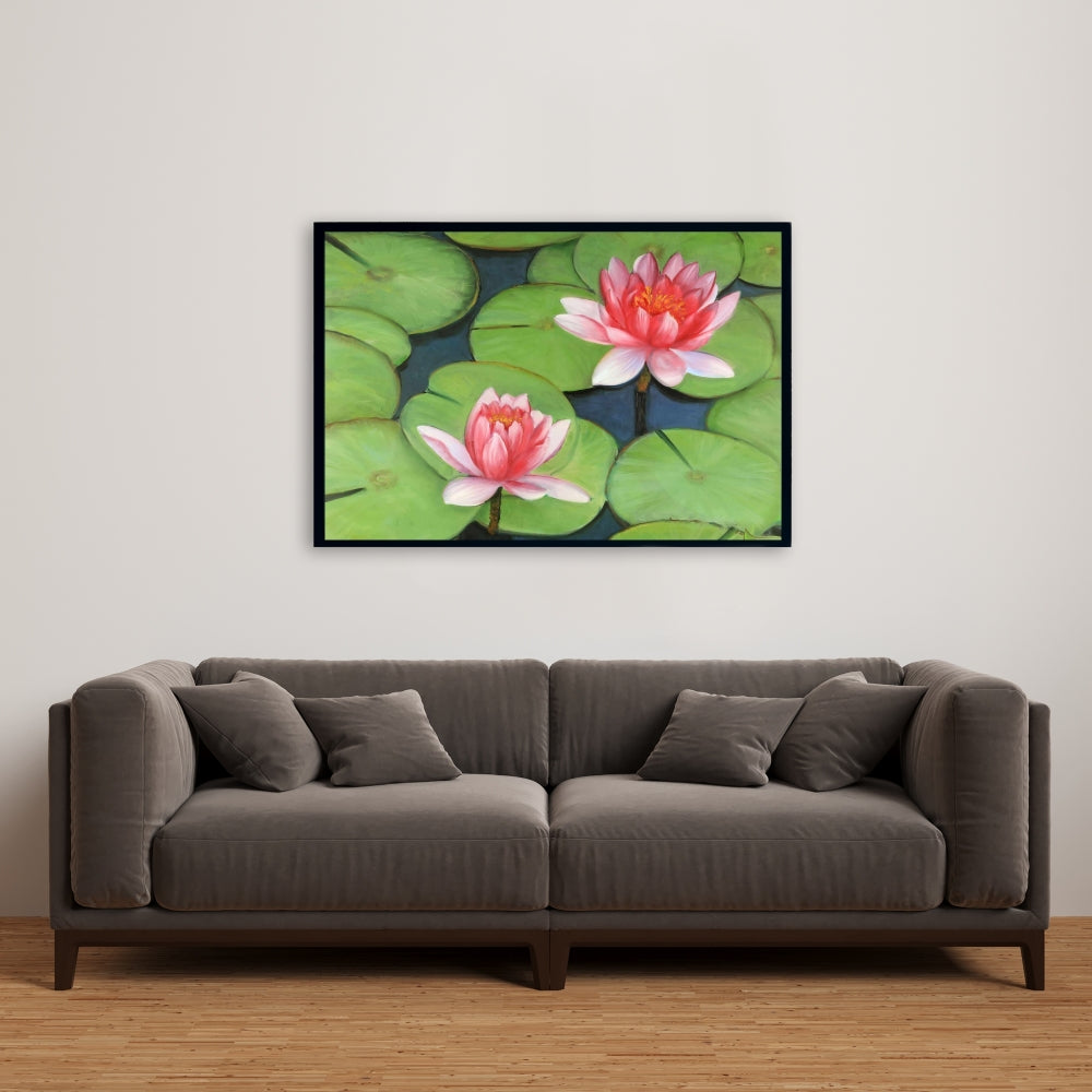 Lotus Flowers in Swamp | Romantic Floral Bedroom Canvas Decor