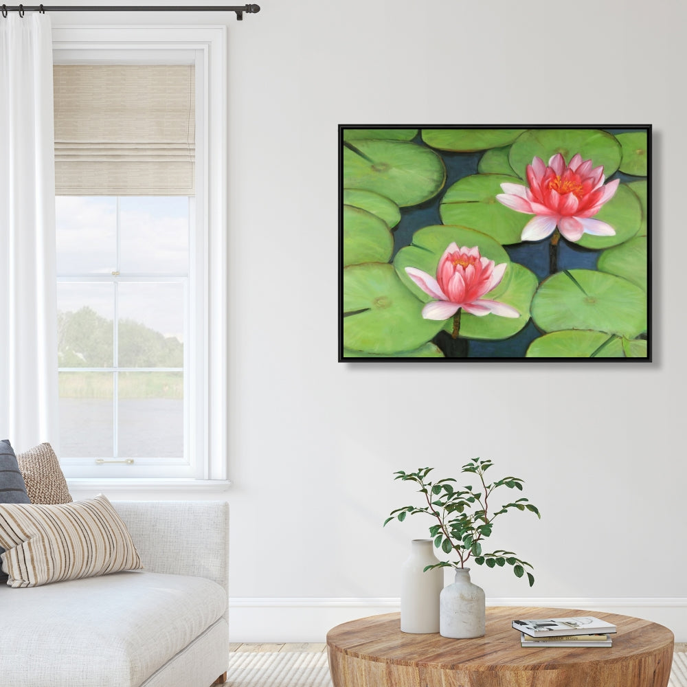 Lotus Flowers in Swamp | Romantic Floral Bedroom Canvas Decor
