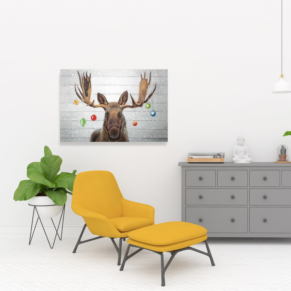 Brown Moose Christmas Balls Canvas - Home Decor Wall Art