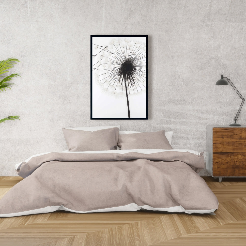 Silhouette of Dandelion | Monochrome Botanical Canvas Decor