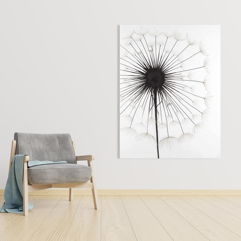 Dandelion Canvas Art | White Botanical Floral Decor