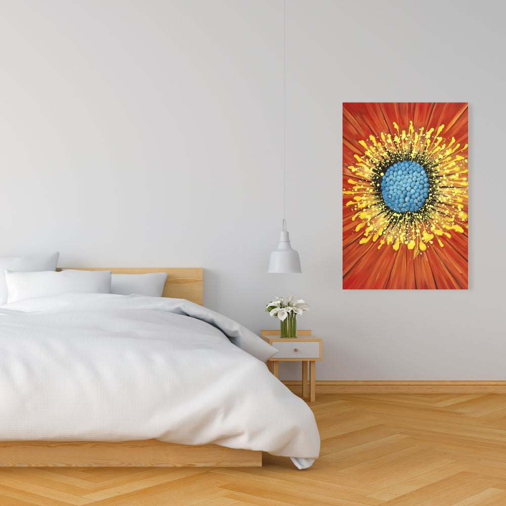 Closeup on a Red Flower Canvas | Floral Bedroom Wall Art Decor