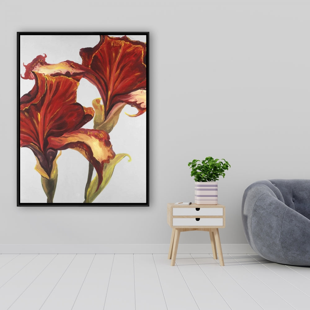 Lys aux couleurs d'automne | Toile encadrée botanique contemporaine
