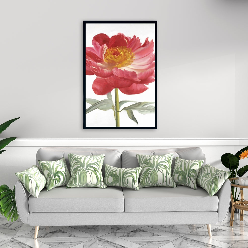 Pink Peony Floral Canvas | Botanical Bedroom Decor Frame