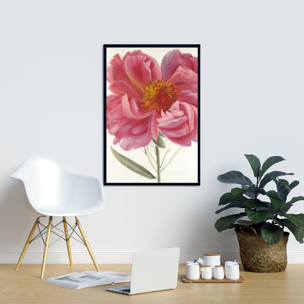 Pink Peony Flower Canvas | Botanical Home Decor - Framed Art