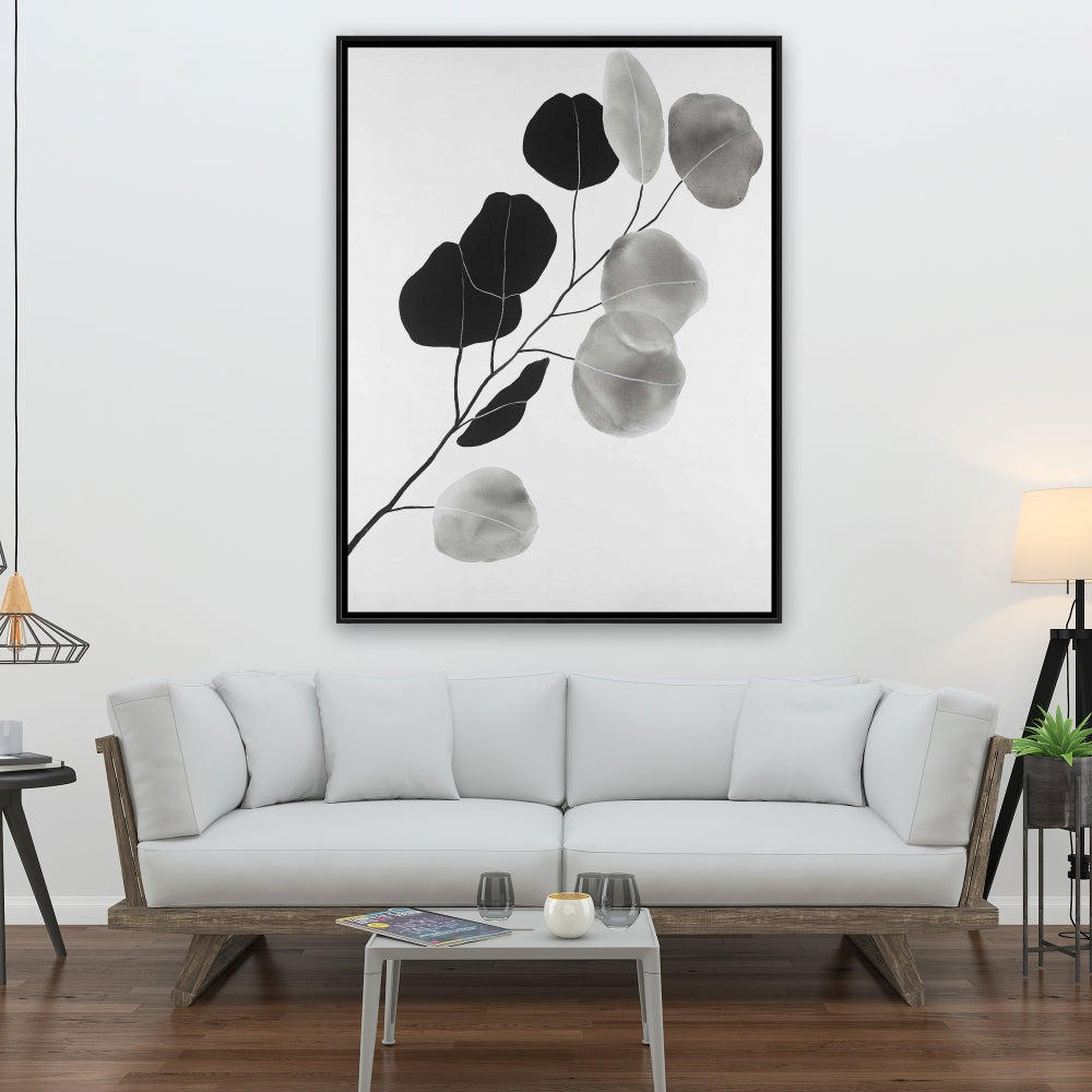 Minimalist Grayscale Branch Canvas | Botanical Home Decor