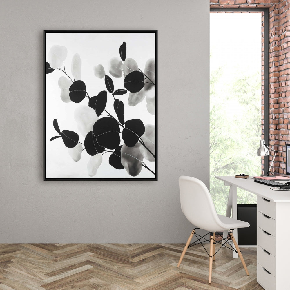 Grayscale Branches & Leaves Canvas - Floral Home Decor Wall Art