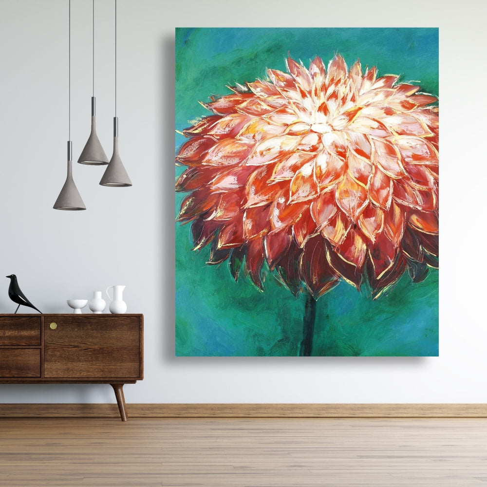 Abstract Dahlia Flower Canvas | Botanical Home Decor Art
