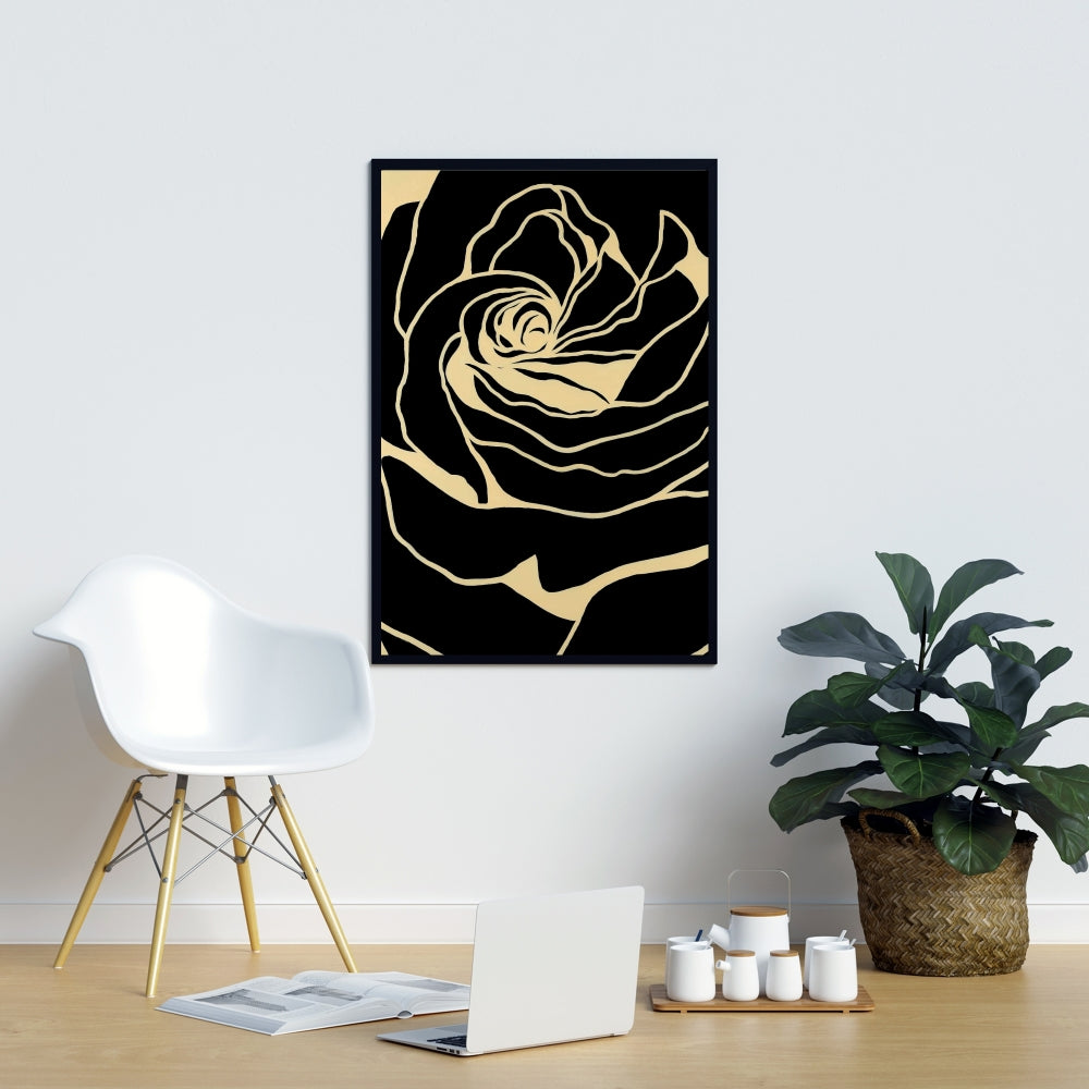Silhouette d'une rose - Décoration sur toile encadrée à motif floral rétro