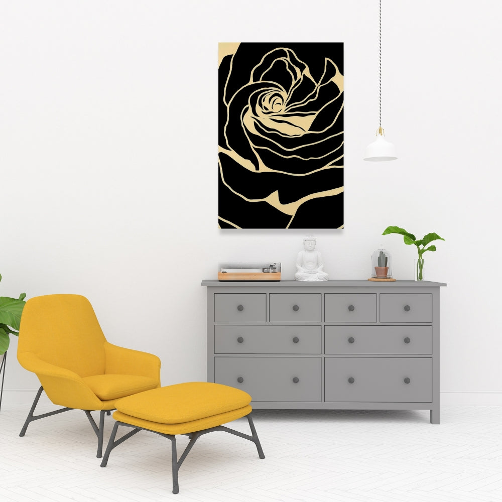 Silhouette of a Rose | Black Floral Canvas for Bedroom Decor