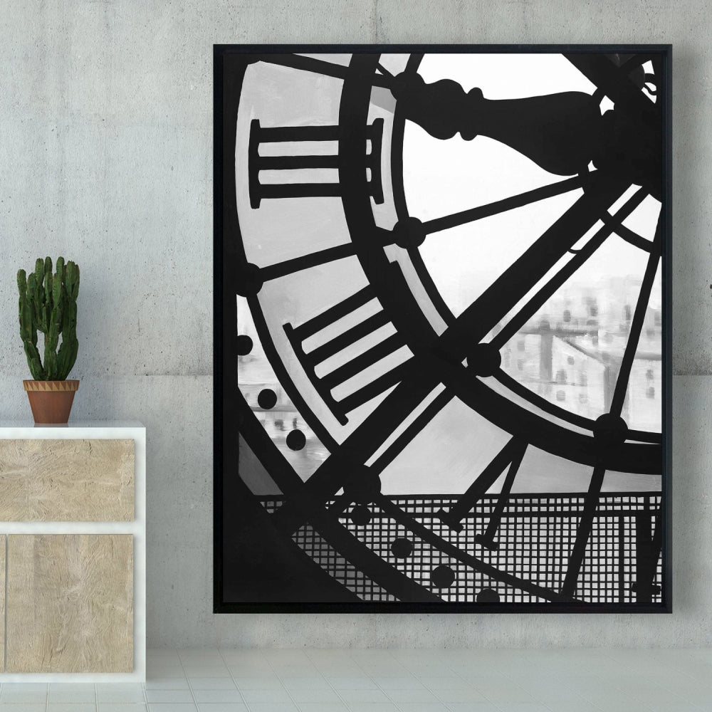 Horloge du musée d'Orsay, toile encadrée monochrome blanche