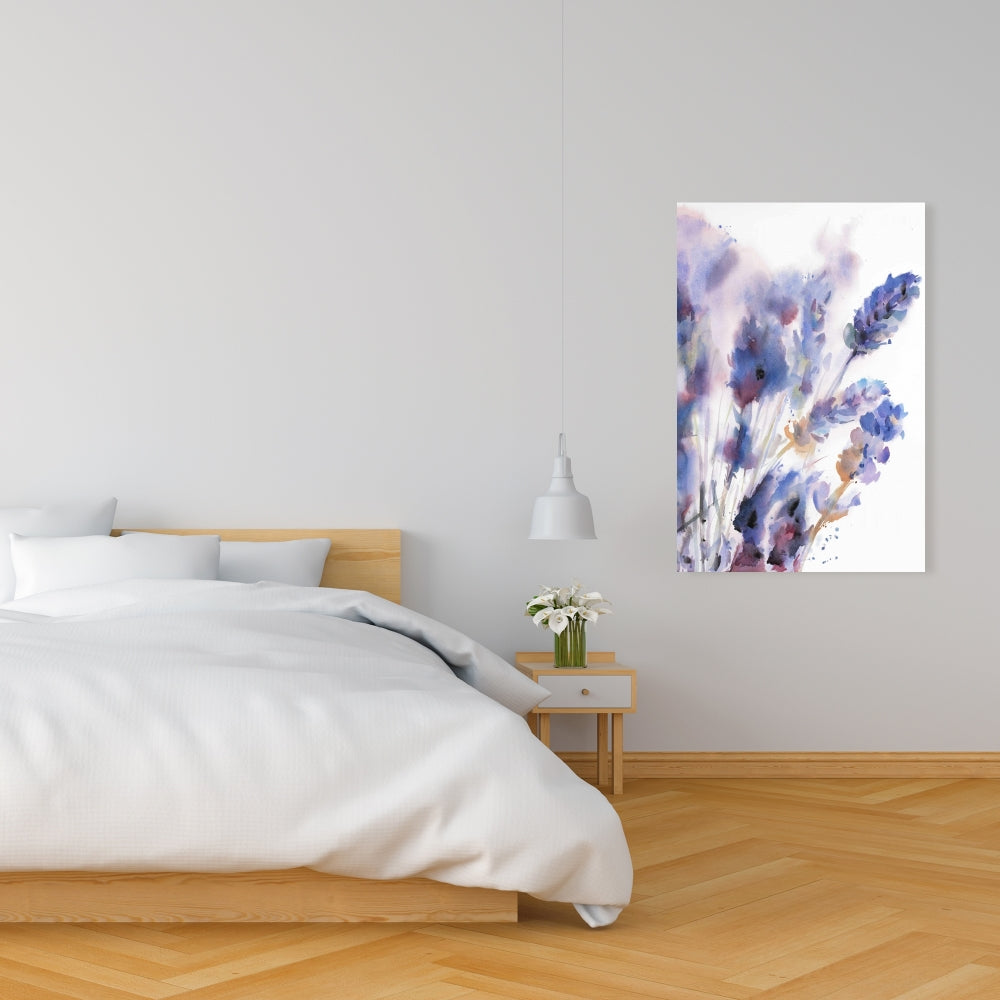 Watercolor Lavender Flowers Canvas | Botanical Home Decor