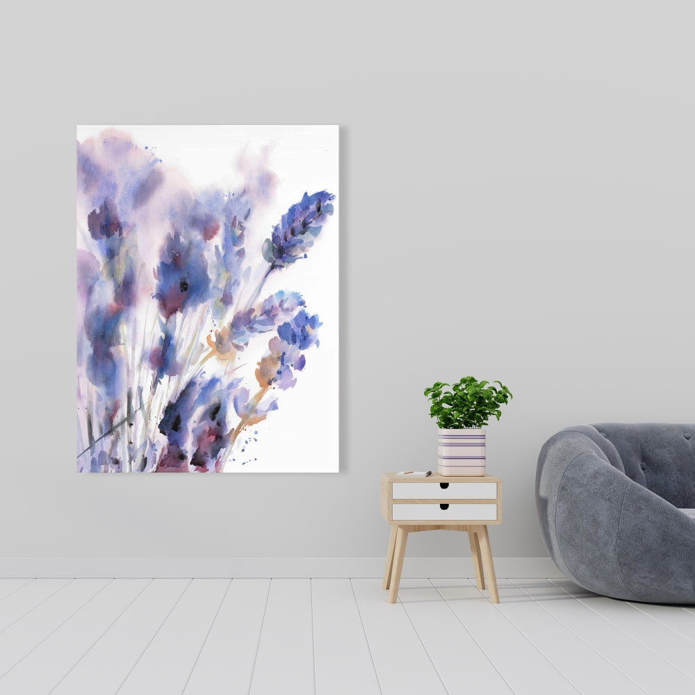 Watercolor Lavender Flowers Canvas | Botanical Home Decor