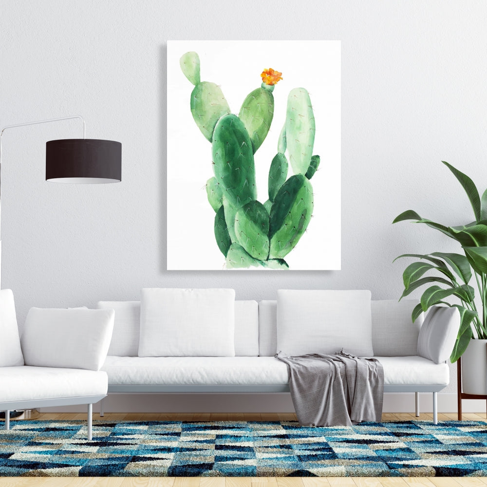 Watercolor Paddle Cactus Canvas | Botanical Bedroom Decor