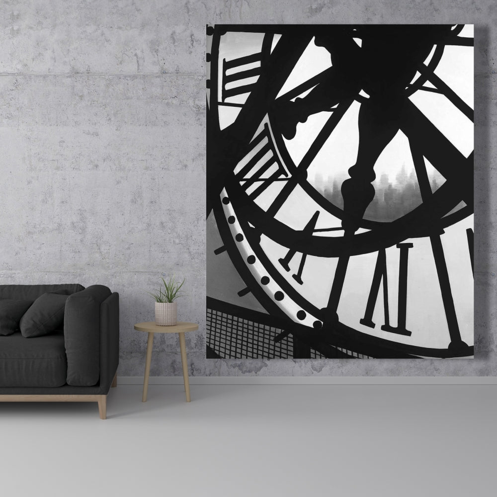 Monochrome White Canvas - Giant Clock Orsay Museum Wall Art