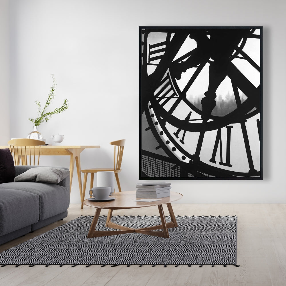 Horloge géante sur toile | Décoration murale du musée d'Orsay | Cadre blanc