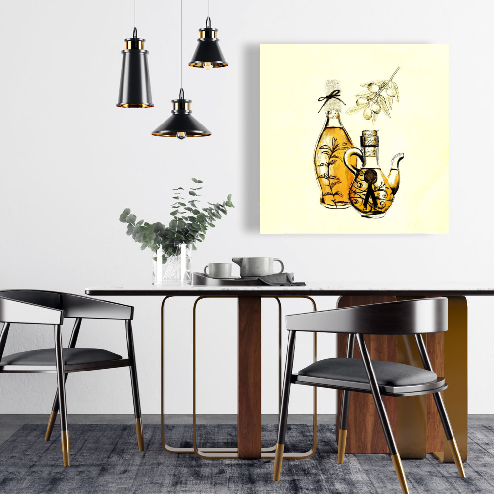 Two Bottles of Olive Oil Canvas | Home Decor Wall Art