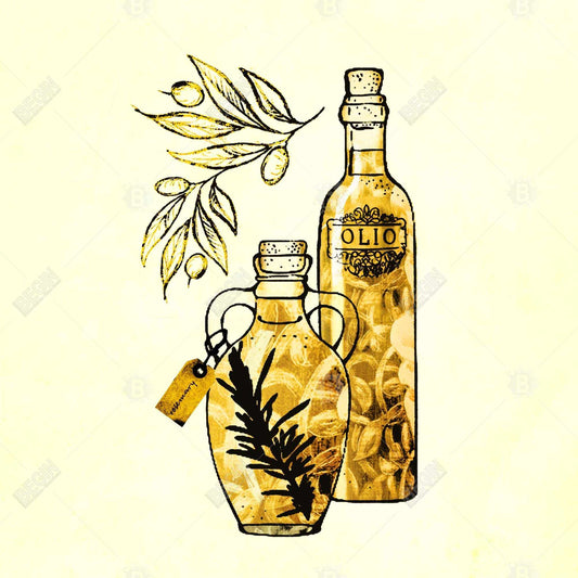 Toile de cuisine artisanale à l'huile d'olive - Décoration murale illustrative