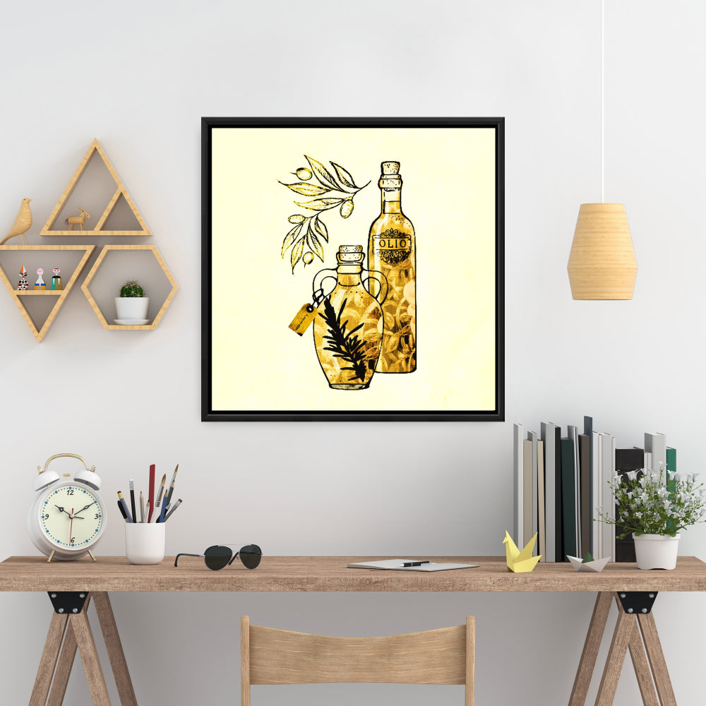 Toile de cuisine artisanale à l'huile d'olive - Décoration murale illustrative