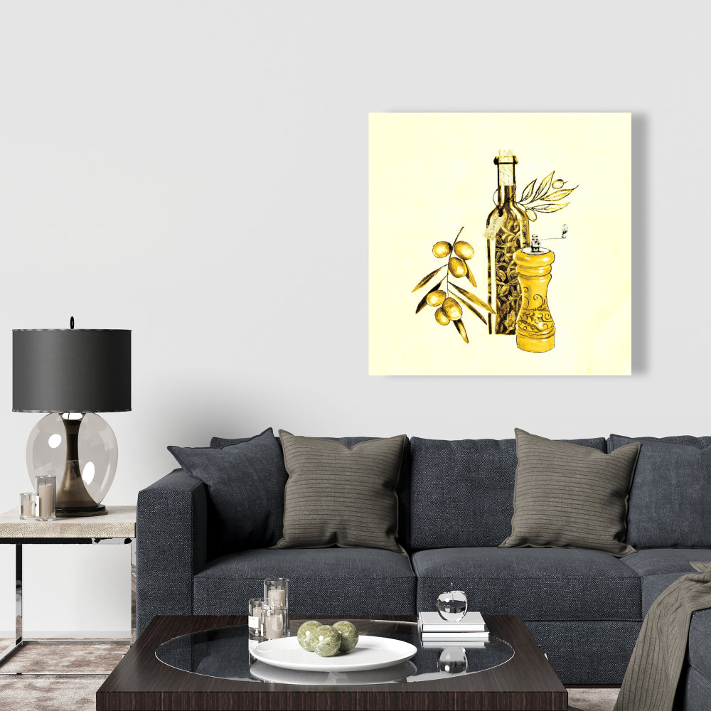 Olive Oil & Pepper Canvas | Kitchen Decor Wall Art