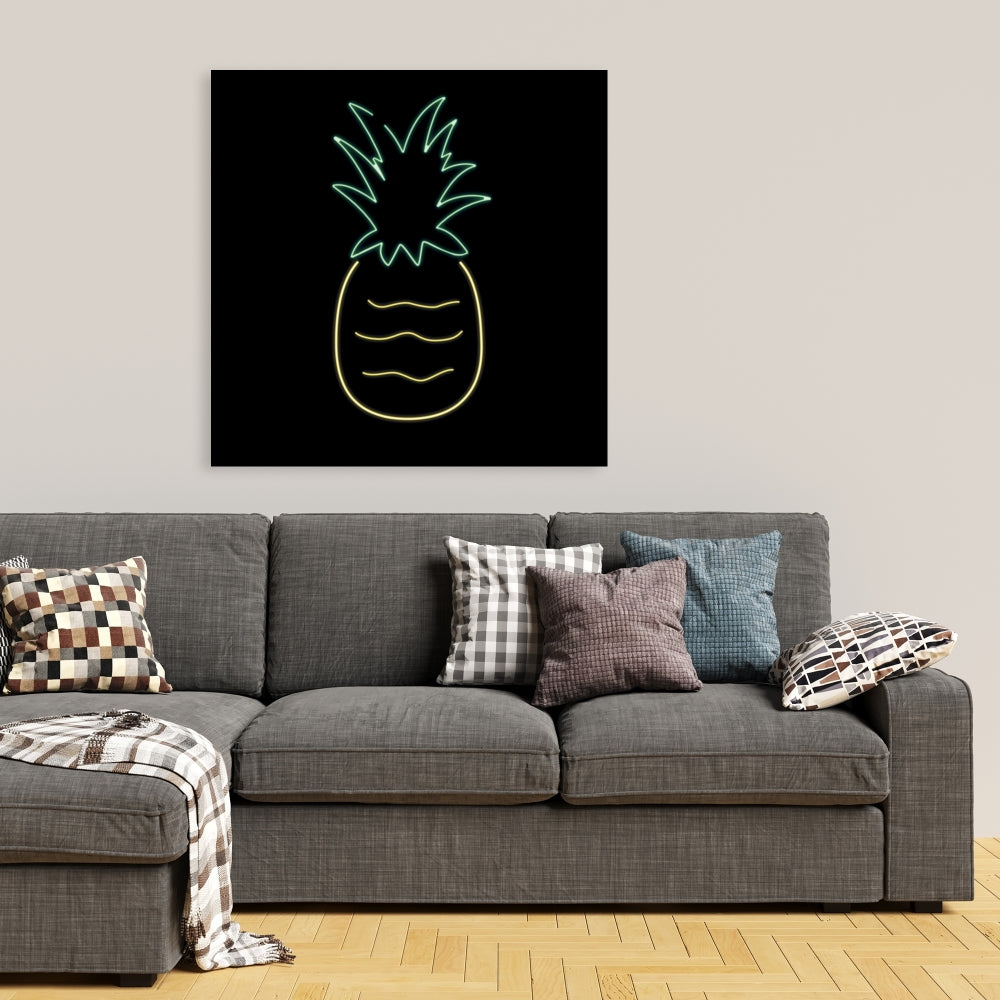 Toile jaune ananas fluo | Décoration de chambre exotique