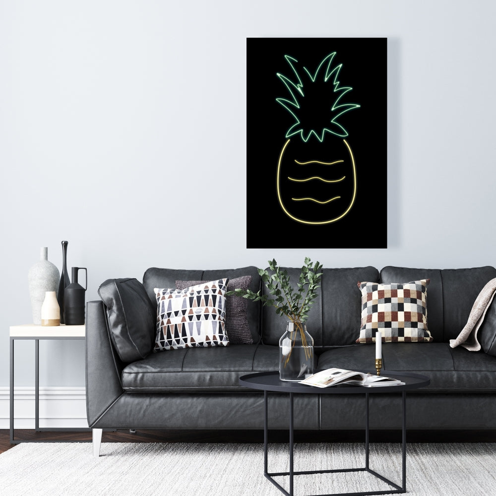 Toile jaune ananas fluo | Décoration de chambre exotique