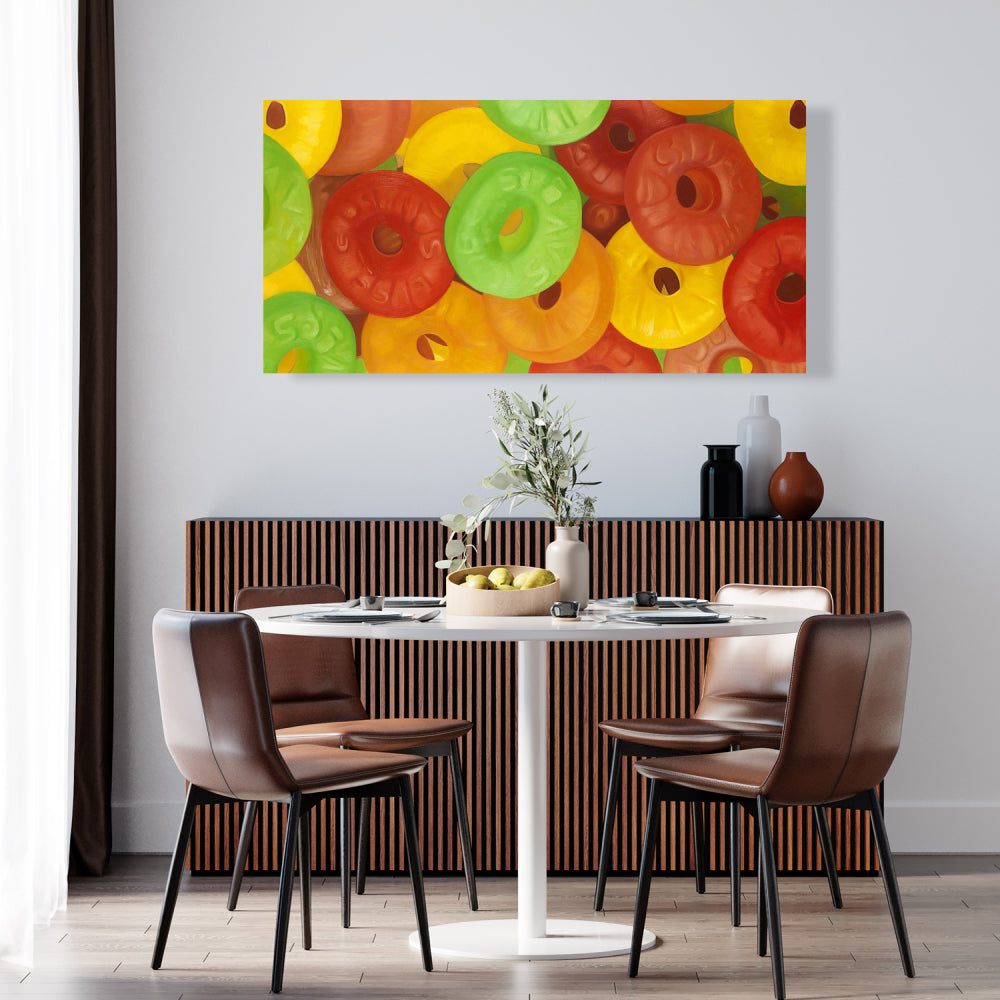 Colorful Jujubes Canvas | Hyperrealist Food Art for Home Decor