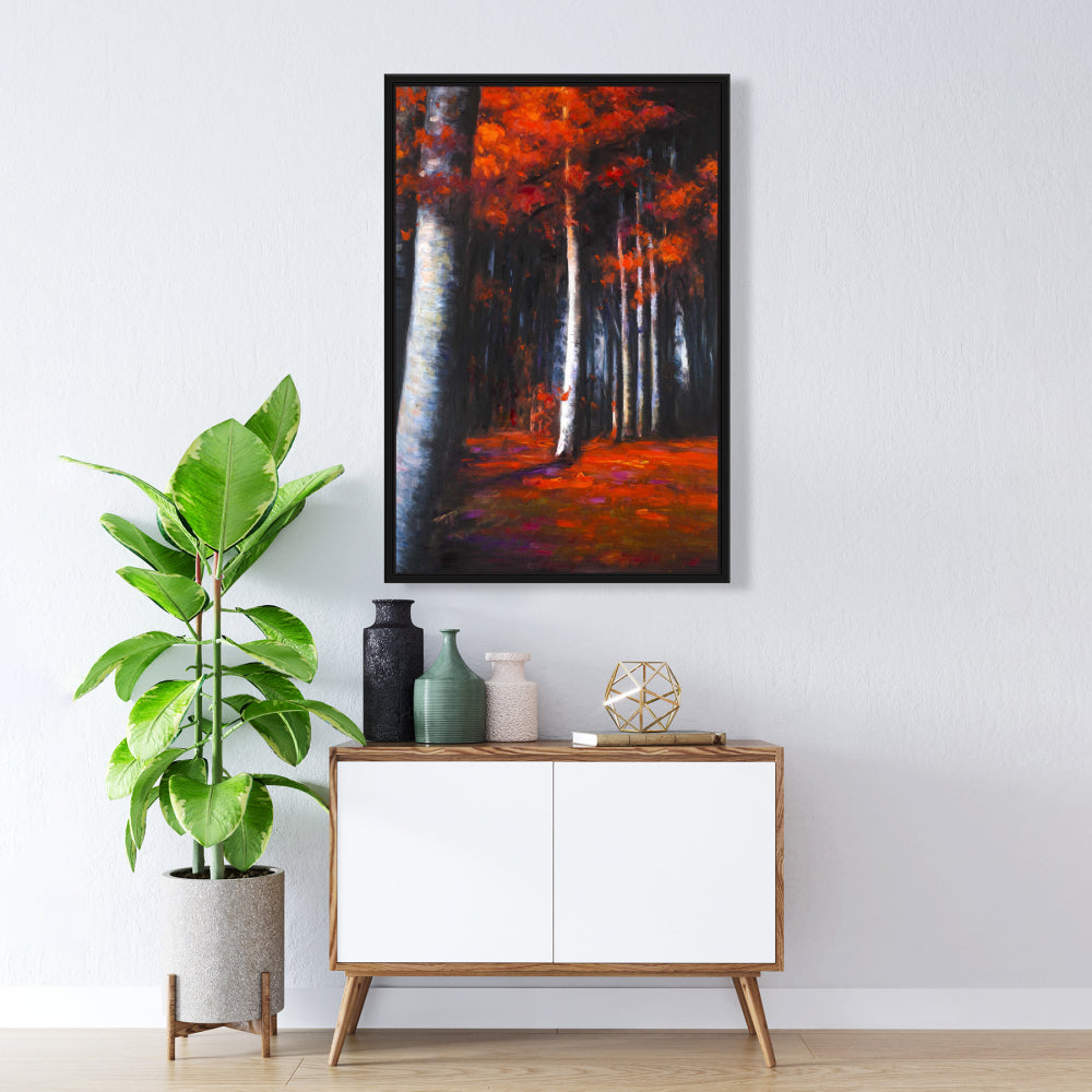 Mysterious Forest Trees Gray Bedroom Canvas | Home Decor