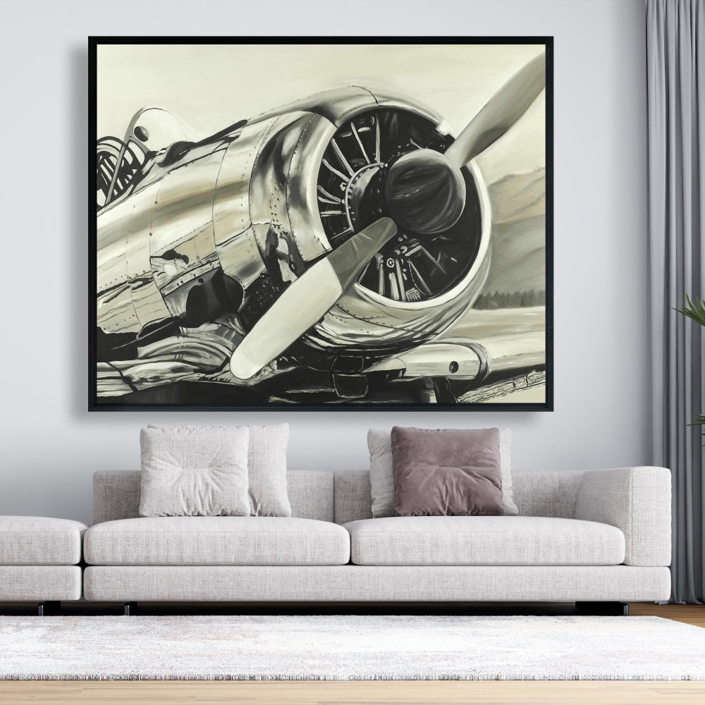Vintage Aircraft Canvas | Black Framed | Home Decor Art