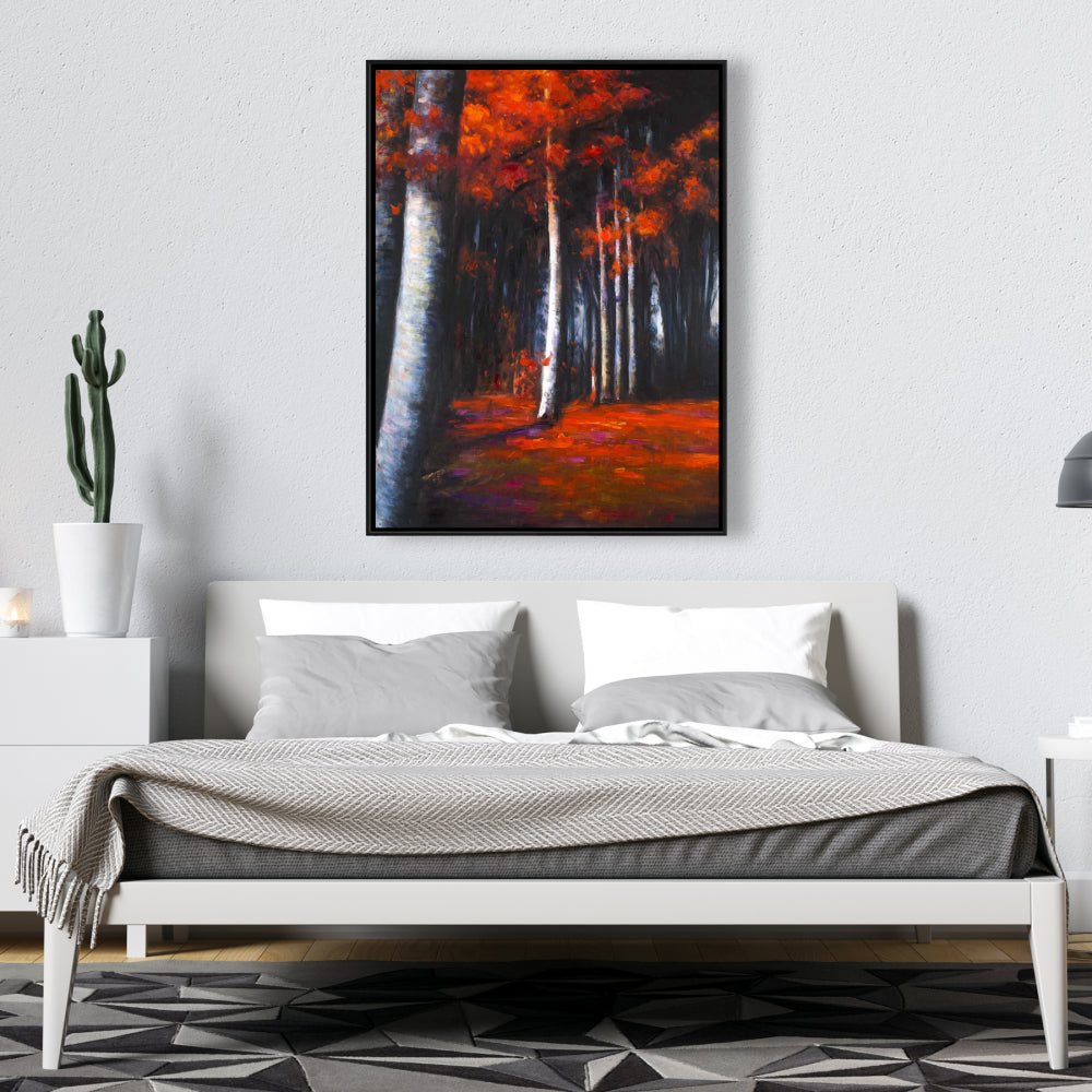 Mysterious Forest Trees Gray Bedroom Canvas | Home Decor
