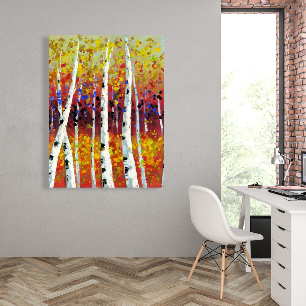 Colored Birches Yellow Canvas - Landscapes Bedroom Decor