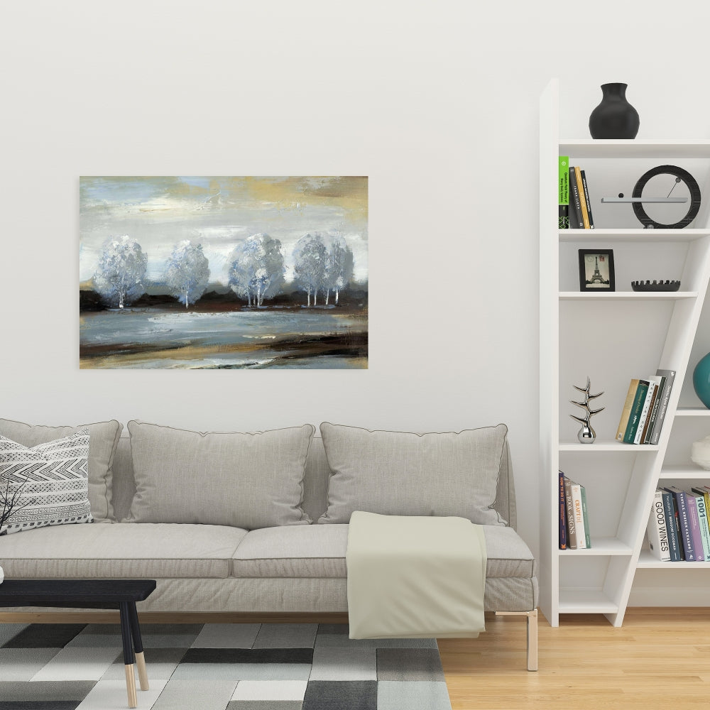 Toile de paysage gris - Décoration murale moderne avec arbres