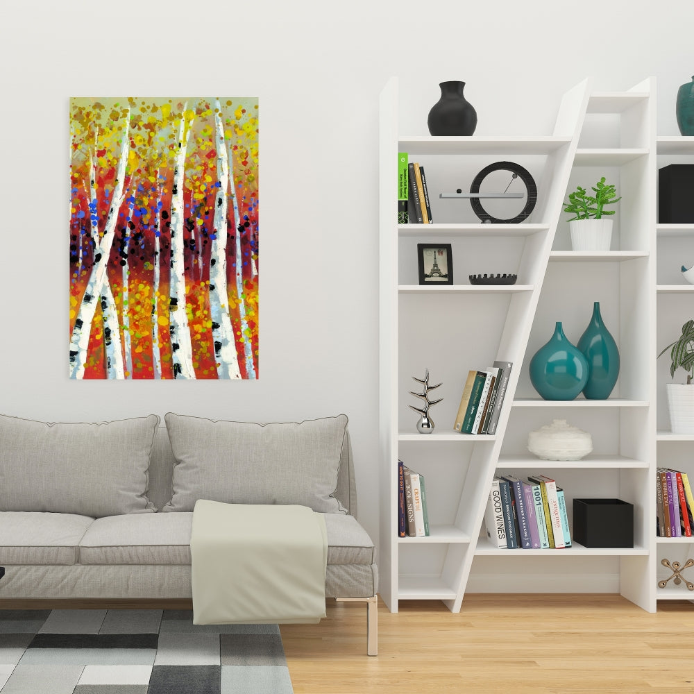 Colored Birches Yellow Canvas - Landscapes Bedroom Decor