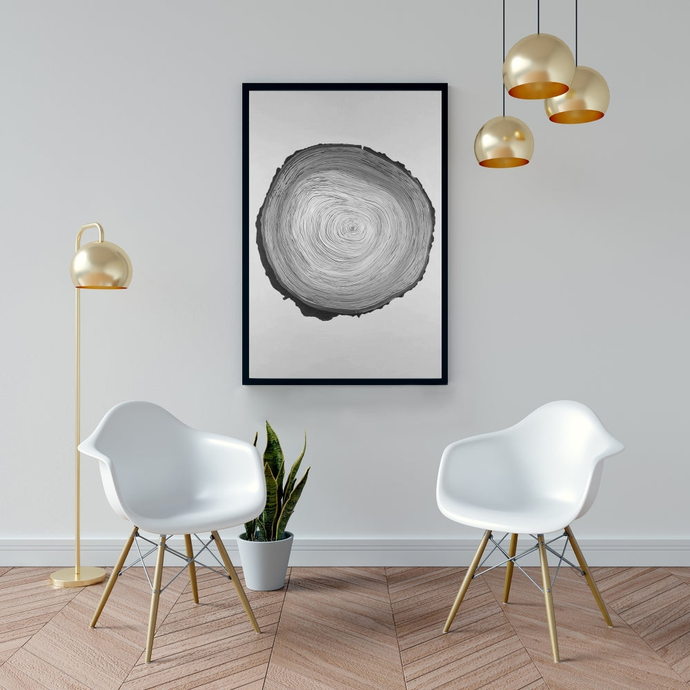 Gray Monochrome Trees Canvas - Grayscale Round Wood Log Decor