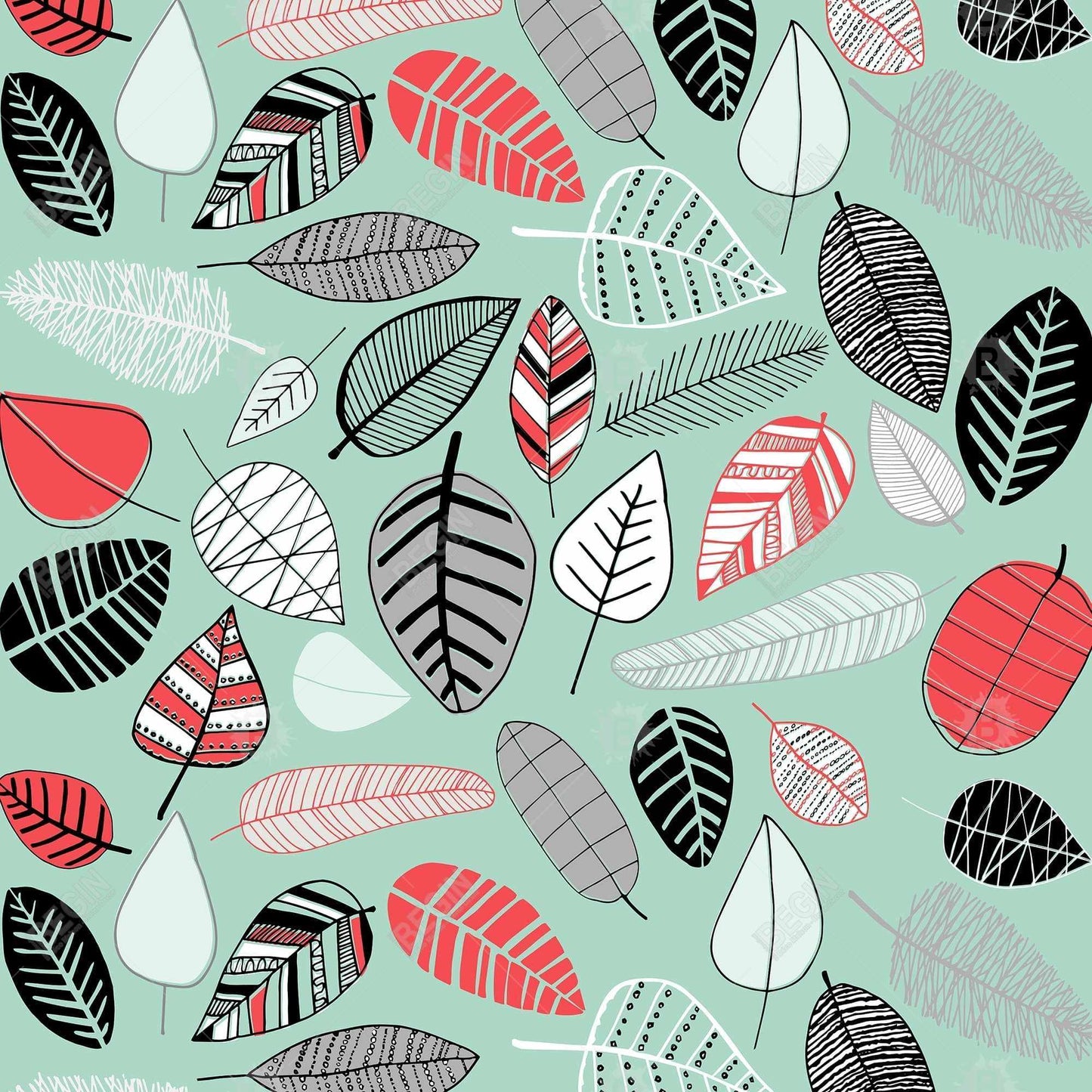 Toile encadrée à motifs de feuilles turquoise | Décoration murale