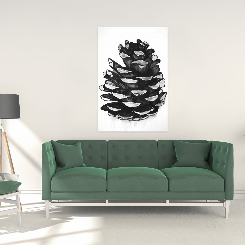 Toile Pomme de pin grise : décoration élégante pour le salon