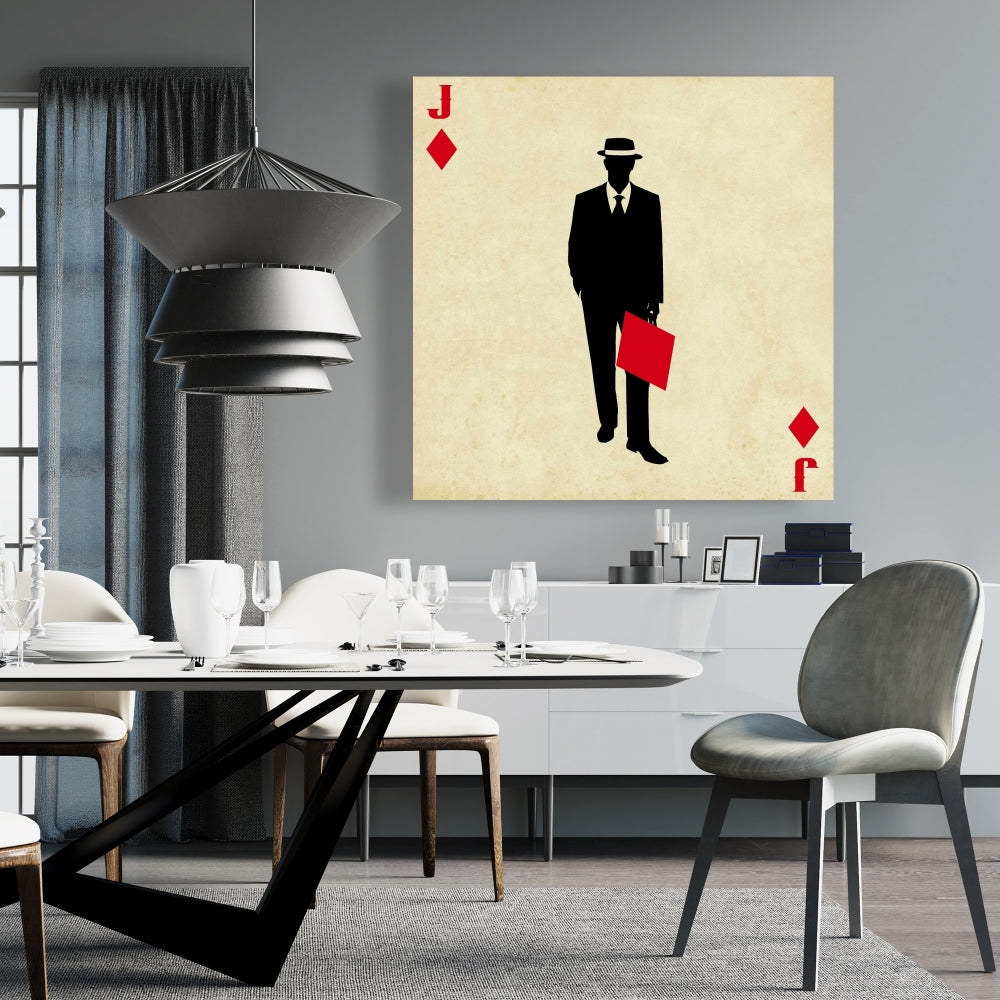 Jack of Diamonds Canvas - Black Man Cave Decor | Home Hobbies