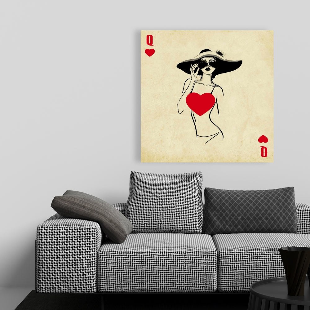 Queen of Hearts Canvas - Retro Hobbies Man Cave Decor