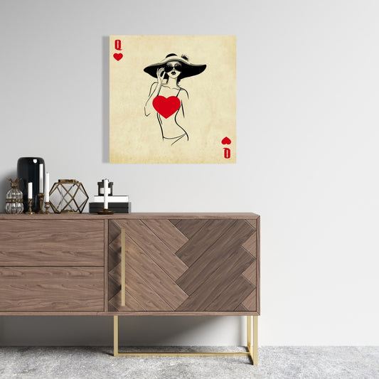 Queen of Hearts Canvas - Retro Hobbies Man Cave Decor