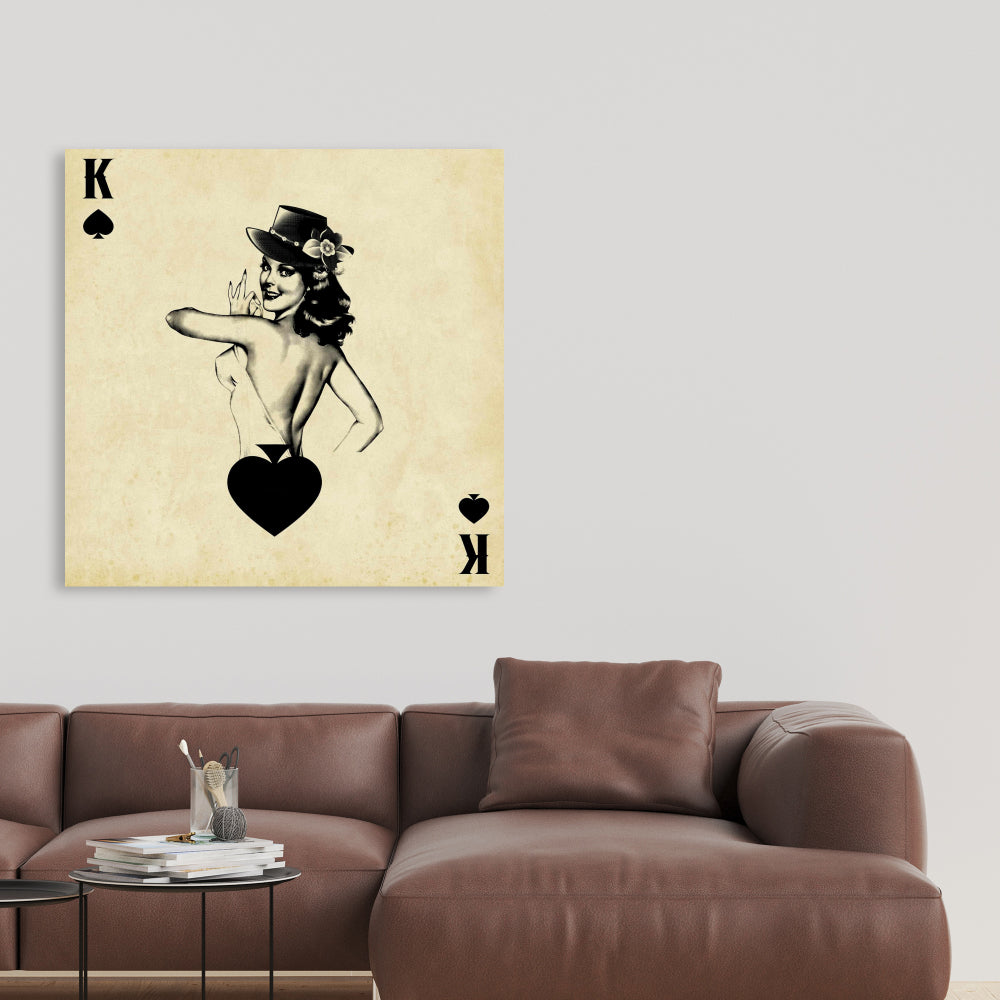 King of Spades Canvas | Retro Man Cave Wall Decor