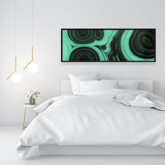 Malachite Stone Green Abstract Canvas - Bedroom Decor Framed