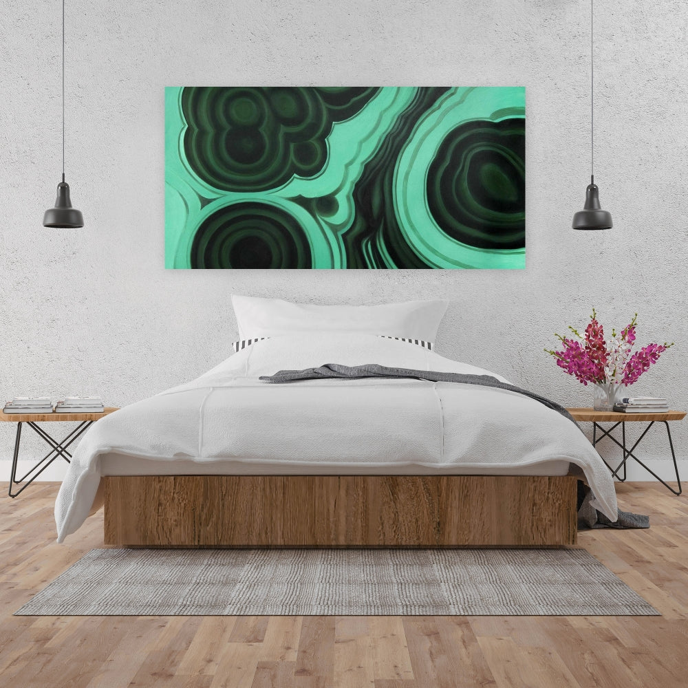 Retro Bedroom Shapes Canvas | Malachite Stone Home Decor