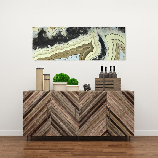 Lace Agate Abstract Canvas | Black Bathroom Home Decor