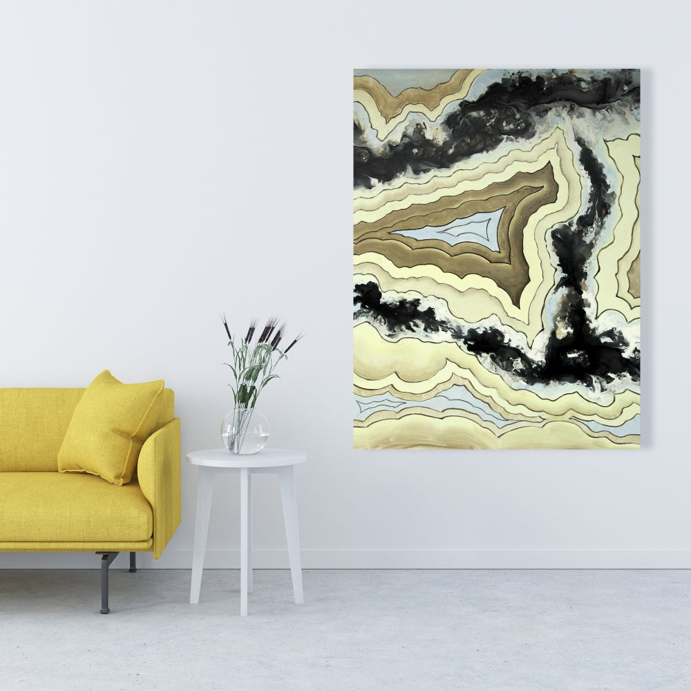 Lace Agate Abstract Canvas | Black Bathroom Home Decor