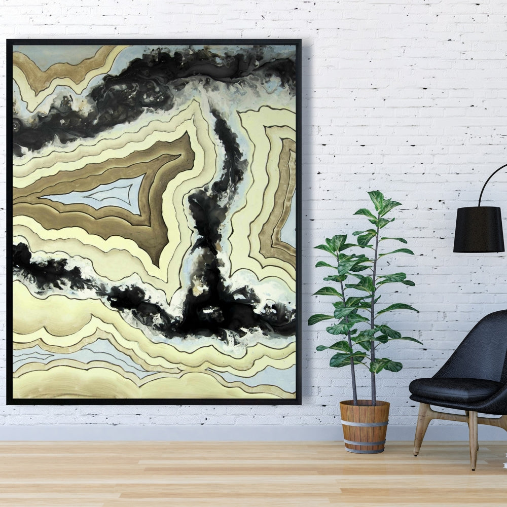 Lace Agate Abstract Canvas | Black Framed Home Decor Art