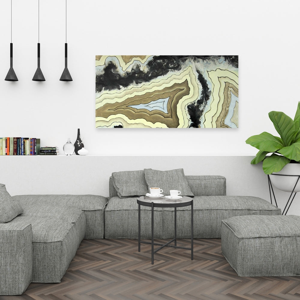 Lace Agate Abstract Canvas | Black Bathroom Home Decor