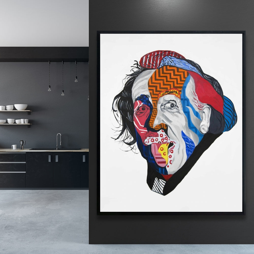 Abstract Albert Einstein Canvas | Framed Living Room Decor