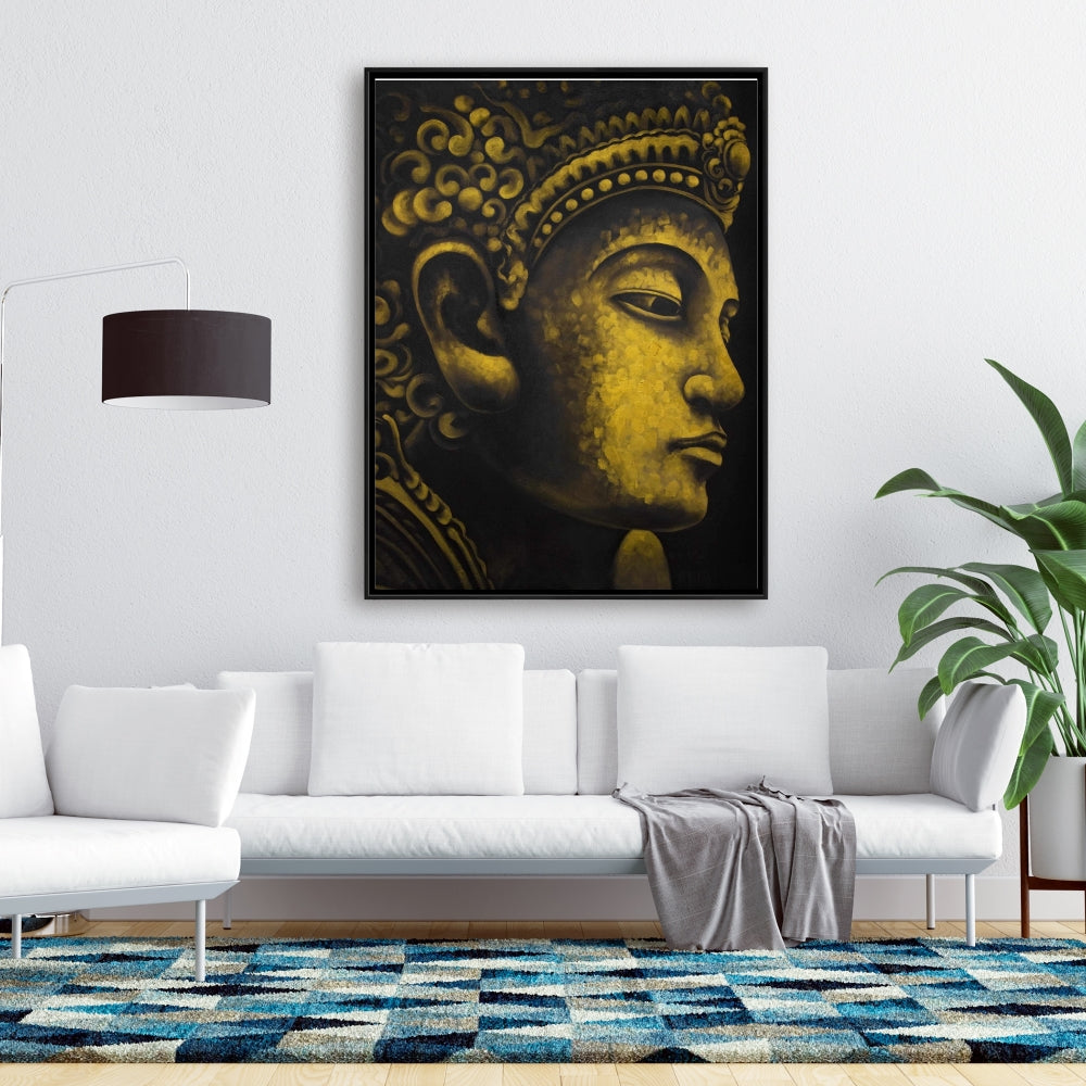 Toile encadrée Bouddha d'Indonésie | Décoration intérieure spirituelle