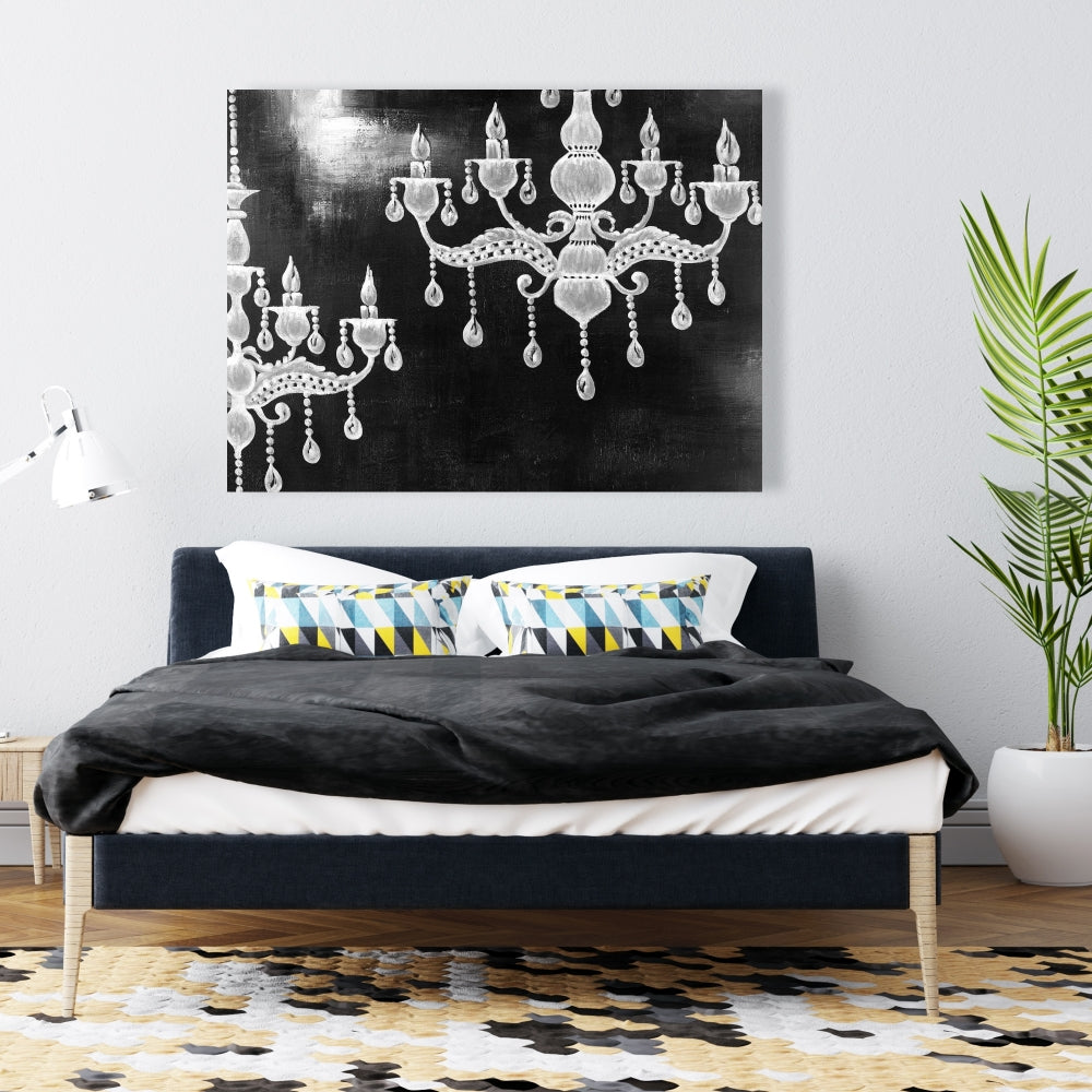 White Chandelier Canvas | Industrial Still Life Home Decor
