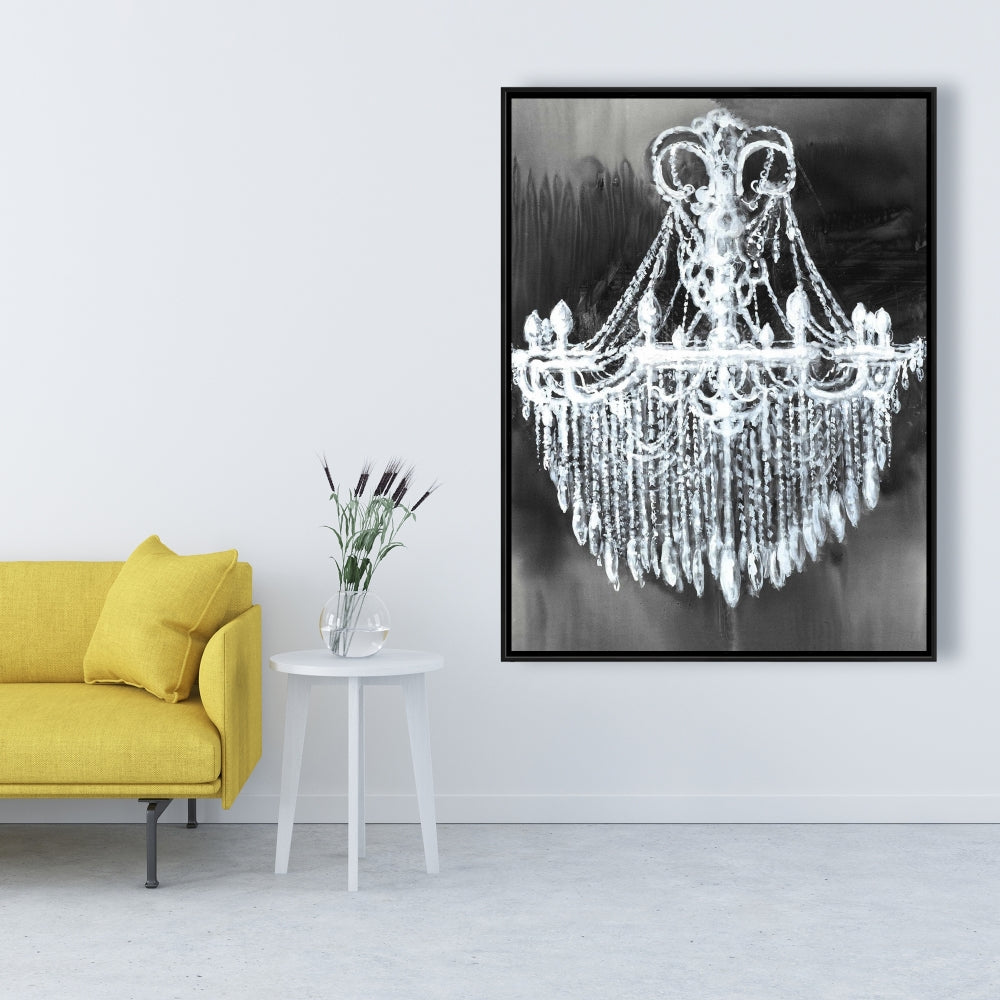 Toile encadrée bleue contemporaine - Décoration de lustre Big Glam